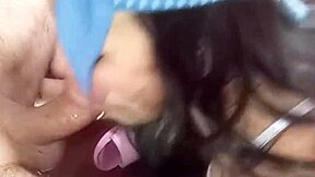 Latina Jewel gags on cock deepthroating till hot cum floods her mouth