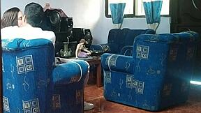 Voyeur spies latina hermanastra bent over doggystyle fucking boyfriend hidden cam