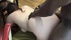 Thick white BBW chubby redhead bent over manhandled by massive BBC