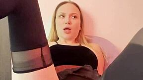 Tight narrow ass stretched brutally first time with massive toy plug painful pleasure