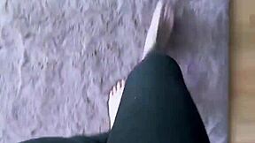 A socks fetish teen wakes early morning to show her feet