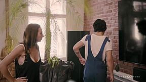 Hardwerk double penetrates skinny Ana B's tight holes!