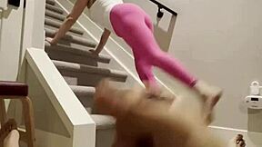 flash! fitness babe dominates monster cock gym steps femdom takeover!
