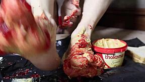 Blonde Bodybuilder Milf Peanut Butter Jelly Foot Fetish Dildo Toes Massage