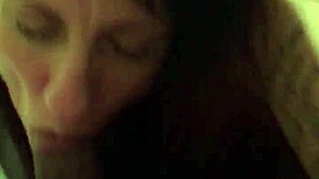 Mature White Trash Slut Deepthroats Small Black Cock in Closeup Blowjob