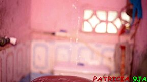 ebony bbw catches me peeking while bathing then takes shaved pussy creampie doggystyle asap