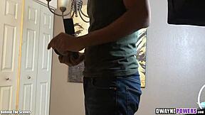 whoa ebony photoshoot handjob blows up into tattooed model's hardcore missionary