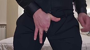 italian dress slut moans dirty while pissing on huge cock