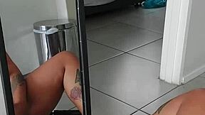 Tempted to fuck my huge dildo with natural tits bouncing