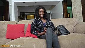 hey this tall african beauty deepthroats big white cock on casting couch