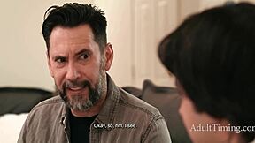 Stepson rams stepmom's ass while dad joins double penetration