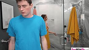 Skinny tattooed teen rides stepbro after his epic deepthroat blowjob