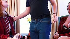 Step mom guides stepdaughter sucking big cock swallow tutorial