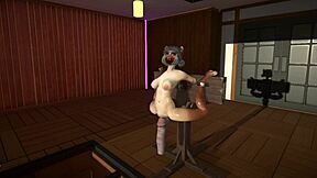 hey furry cat dildo stretches me till cum inflation...