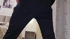 italian dress slut moans dirty while pissing on huge cock