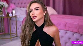 Blonde ashley sinn strips lingerie for titty tease dildo doggy