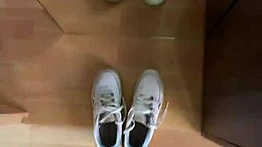 A socks fetish teen wakes early morning to show her feet