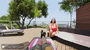 Busty Brunette Milf's Wet Shaved Pussy Takes Young Stud's Monster Cock Missionary Style