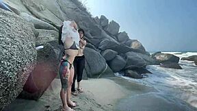 hey two colombian bitches, ready to fuck lucky guy publicly on beach?