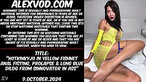 wanna see hotkinkyjo prolapse her ass in yellow fishnets with sinnovator's blue dildo