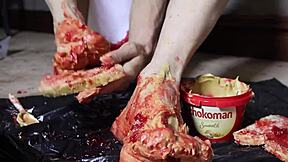 Blonde Bodybuilder Milf Peanut Butter Jelly Foot Fetish Dildo Toes Massage