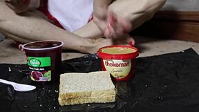 Blonde Bodybuilder Milf Peanut Butter Jelly Foot Fetish Dildo Toes Massage