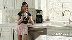 stepdad plugs horny teen pussy cowgirl riding taboo wet young leak household