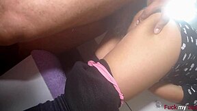 Hidden cam catches silent asshole fuck ending in creampie