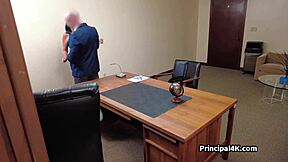 principal rides mature teacher's juicy lingerie pussy at work voyeur style