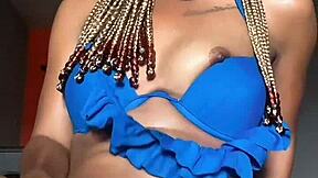 Temi baddie rams dildo in horny african tight pussy