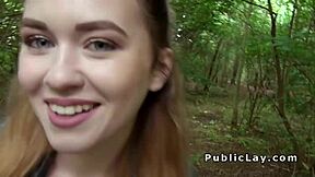 Blonde Brit couple fucks hard outdoors for cash pov public voyeur panties aside