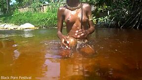 Skinny tribe slut bares tits on beach begging for it?