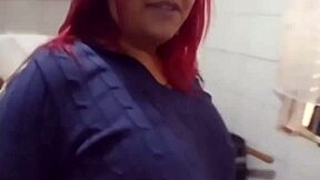 WOW Fat BBW Wife Licks Kitchen Counter in Heat!