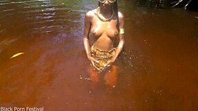 Skinny tribe slut bares tits on beach begging for it?