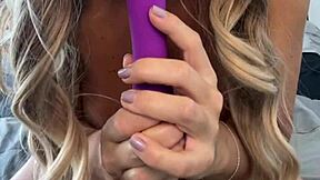 purple lingerie babe vibes her wet pussy hard