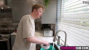 Stepmom Grabs Horny Stepsons Huge Boner In Bath For Wild Fuck!