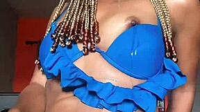 Temi baddie rams dildo in horny african tight pussy