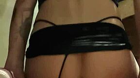 tiny miniskirt she shifts thong aside anal gape training socks pigtails