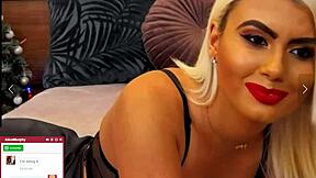 blonde mommy whore moans desperately while fingering shaved pussy for pennies