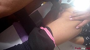 Hidden cam catches silent asshole fuck ending in creampie