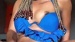 Temi baddie rams dildo in horny african tight pussy