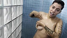 Naked cristal ortega showers with hot brazilian boyceta