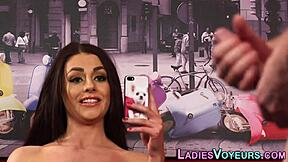 cfnm domina laughs at loser's tiny cock while he strokes desperately