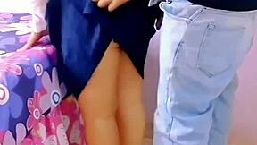 wtf, this mexican schoolgirl's virgin asshole too tight for broomstick? watch her creampie anal debut