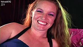 Redhead babe Glass Pink teases in casting interview with dirty talk and natural tits POV