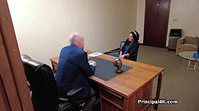 principal rides mature teacher's juicy lingerie pussy at work voyeur style