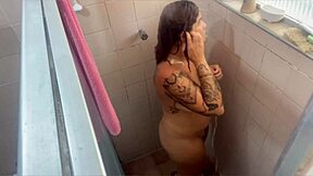 Hidden cam catches sexy bath ass pussy wet shave