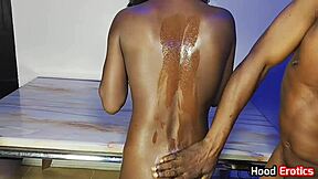 curvy ebony bent over garage smashed doggystyle by two monster bbc pounding her ass