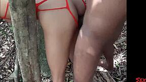 outdoor sex with cute colombian bride feels so exciting while watched