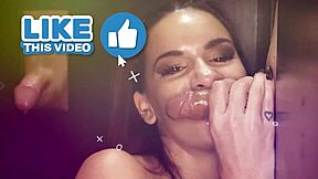 how much cum can this big busty milf swallow at gloryhole?